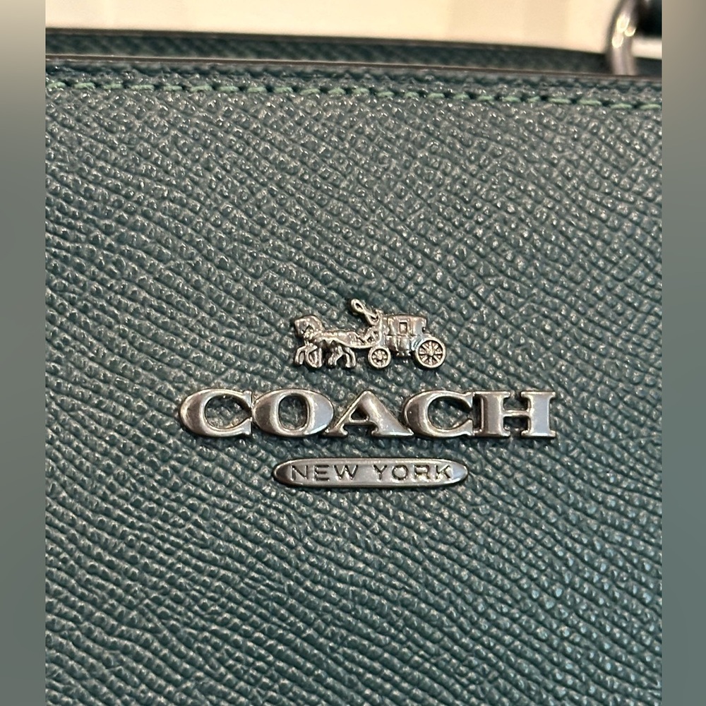Coach Forest Green 3-Pc Set! Handbag Crossbody Purse, Keychain Wallet, Wristlet! - Picture 3 of 16